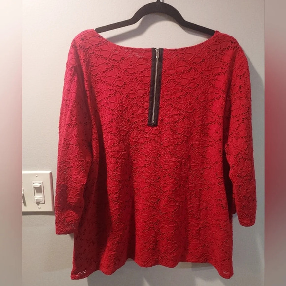 Alfani Red Eyelet Lace Overlay with Back Exposed Zipper in Size XL - Picture 9 of 9